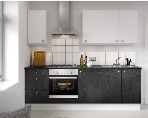 Miniatura 6 de Papel tapiz negro autoadhesivo de madera para despegar y pegar, papel adhesivo negro para encimera, muebles, pared de cocina, impermeable