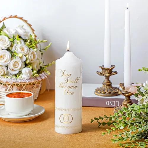 Miniatura 6 de Juego de velas de unidad Frienda para ceremonia de boda Velas de unidad de boda en forma de cono Accesorios para ceremonia religiosa católica (Cruz)