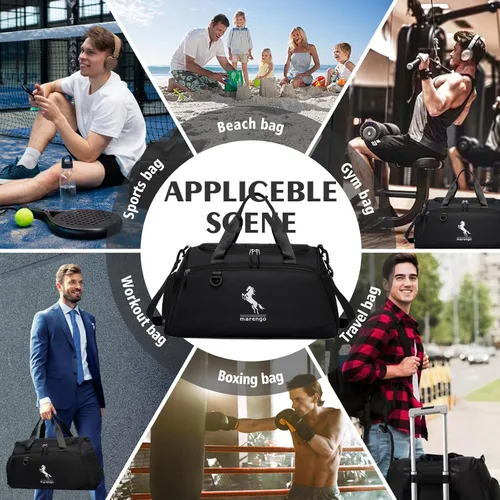 Miniatura 6 de Marengo Bolsa de gimnasio para hombres y mujeres, bolsa de gimnasio pequeña de 37 litros con compartimento para zapatos y húmedos, mochila de viaje