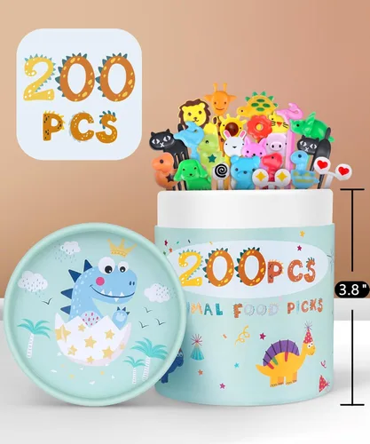Miniatura 5 de 200 Piezas Palillos de Comida para Niños con Caja de Almacenamiento Multicolor 200pcs con caja de almacenamiento