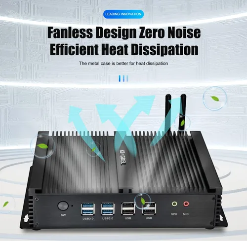 Miniatura 5 de KINGDEL Mini PC sin ventilador, CPU i5, 4GB RAM 128GB SSD, HD Graphics 4400, 6xCOM RS232, 4xUSB 3.0, 2xNIC, 2xHD Puertos de computadora de escritorio
