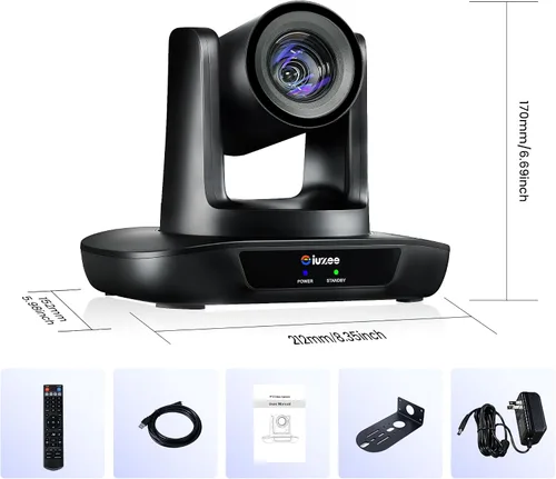 Miniatura 9 de Cámara PTZ de Seguimiento Automático AI iuZee 3G-SDI/USB3.0/HDMI/LAN IP PoE Transmisión en Vivo 20X Zoom Óptico y 8X Zoom Digital Cámara 1080P 60FPS