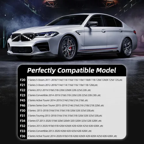 Miniatura 2 de AggAuto Compatible con BMW Insertos de Parrilla con Rayas para Serie 1/2/3/4/5 (F20 F21 F22 F23 F30 F31 F32 F33 F34 F36 F45 F46) 2011-2021