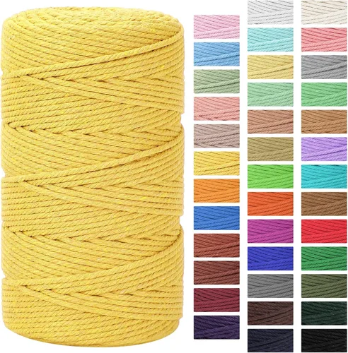 Miniatura 30 de Cordón de macramé de 0.118 in x 328 yardas Cuerda de macramé 100% algodón natural Cuerda de algodón trenzado de 4 hebras para manualidades, Gris