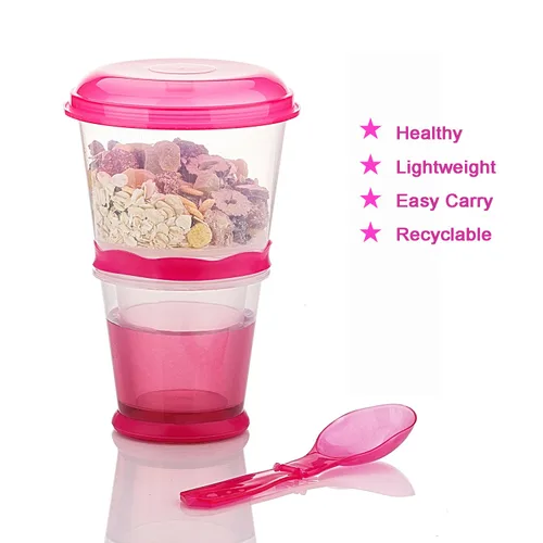 Miniatura 7 de Cereal On The Go Tazas de bebida para desayuno, vaso portátil para yogur y cereales para llevar Rojo rosa