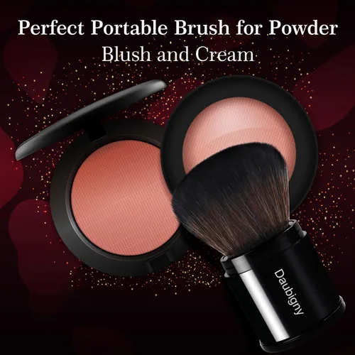 Miniatura 4 de Daubigny - Brocha de maquillaje retráctil Kabuki, brochas de base de viaje para base de maquillaje para rubor bronceador y polvo.. Negro