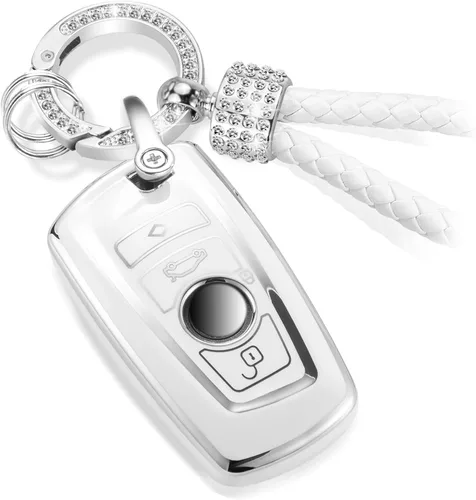 Miniatura 21 de para llavero de Cadillac con funda de TPU con superficie granulada y cuerda trenzada metálica, funda de llavero mejorada para 2020 en adelante CT4