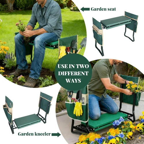 Miniatura 4 de Rodillera y Asiento de Jardín Mejorados con Almohadilla de Arrodillarse Suave Engrosada y Ensanchada, Banco de Jardinería de Servicio Pesado