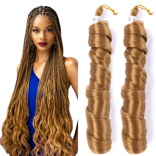 Miniatura 17 de Cabello rizado francés trenzado para trenzas de caja, 8 paquetes de 12 pulgadas, 3.00 oz/paquete, cabello trenzado de onda suelta, extensiones