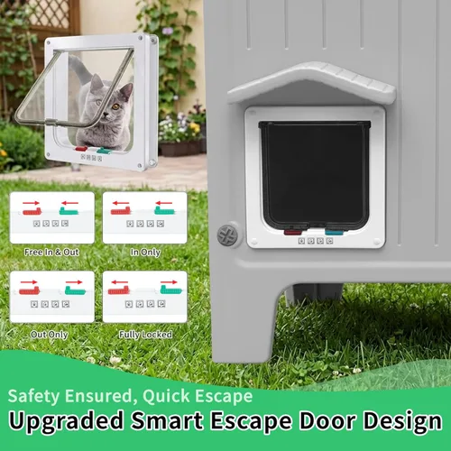 Miniatura 2 de Rockever Casa impermeable para gatos al aire libre, casa aislada para gatos al aire libre con alfombrilla suave, casa elevada para gatos al aire
