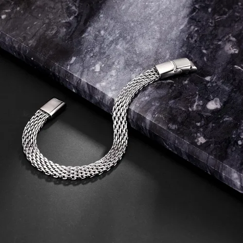 Miniatura 4 de LUCKY2+7 Pulseras para hombre, acero inoxidable, cierre magnético, cadena franco, pulsera para hombre
