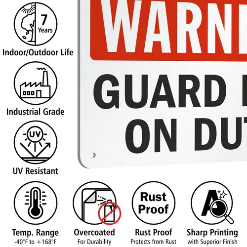 Miniatura 7 de SmartSign - S-2430-AL-10 Advertencia - Señal de guardia de servicio 7 "x 10" Aluminio Negro/Rojo sobre Blanco