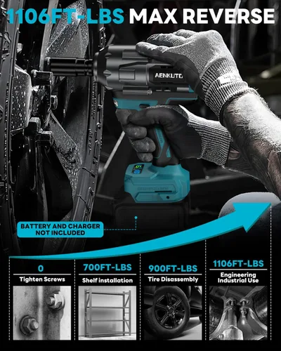 Miniatura 3 de Llave de impacto inalámbrica para batería Makita de 18 V, 1500 Nm (1106 pies-libras) pistola de impacto sin escobillas de 1/2 pulgada, luz