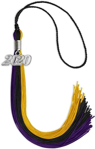 Miniatura 41 de Endea Graduation Borla de triple color con gota de fecha plateada (negro/dorado/granate, 2020)