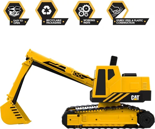 Miniatura 3 de Juguetes de construcción CAT, excavadora de construcción de acero CAT - Construcción resistente y duradera - Mangos ergonómicos para niños a partir