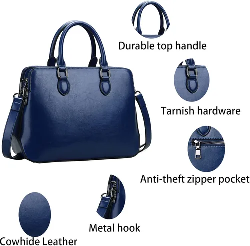 Miniatura 4 de Heshe Bolsos de cuero para mujer con asa superior bolso de hombro para mujer