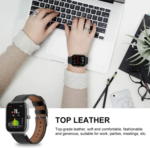 Miniatura 6 de Correa de reloj de cuero compatible con Amazfit Active 2/GTS 4 4mini 3 2 2e 2 mini >R 1.654 in y Bip 3/Bip 3 Pro/Bip U Pro/Bip/Bip Lite/Bip S/Bip S
