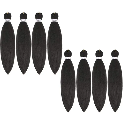 Miniatura 22 de Alrence Cabello estirado para hacer trenzas, trenza larga de 30 pulgadas, 8 paquetes, extensiones profesionales de trenzado de cabello sintético, 1b#