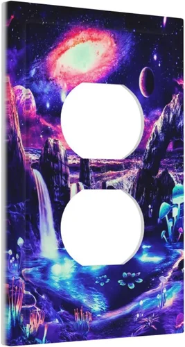Miniatura 2 de Cubierta de Enchufe de Pared de 1 Pandilla con Diseño Fantástico de Hipi Estético de Planeta Galaxia Espacio Setas Interruptor Duplex Recubierta