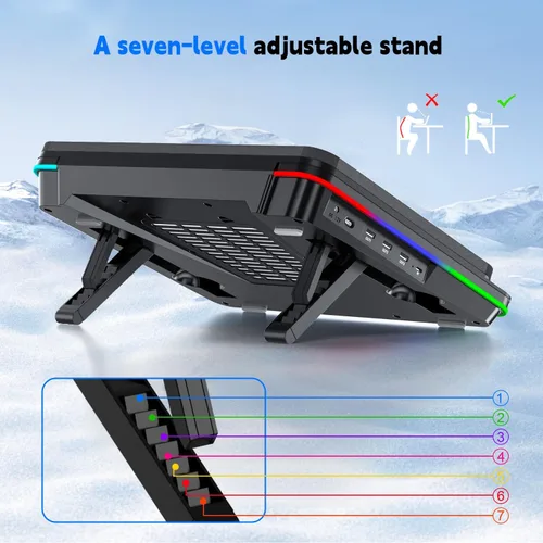 Miniatura 8 de IETS Almohadilla de refrigeración para laptop GT600 RGB equipada con turboventilador gigante (5.5 pulgadas de diámetro), espuma sellada para V2