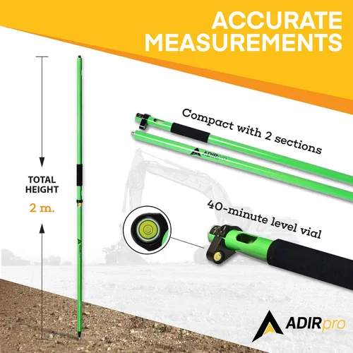 Miniatura 3 de AdirPro 6.6 ft GPS Rover Rod de dos piezas (verde)