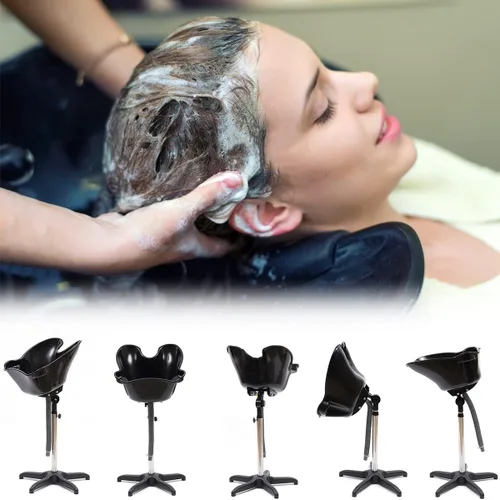 Miniatura 7 de Lavabo de champú de plástico con altura ajustable para salón de belleza, cuenco de lavado de peluquería, lavabo móvil para peluquería con manguera