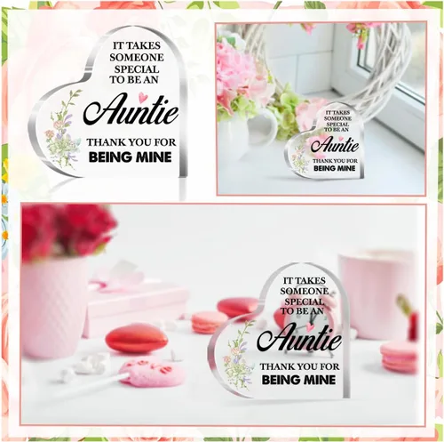 Miniatura 7 de Regalos para tía de sobrina, regalos para tía Navidad, cumpleaños, día de la madre, tía da abrazos como una madre, placa acrílica de corazón regalo