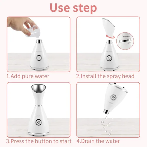 Miniatura 5 de GETANYE Vaporizador Facial Nano Iónico – Penetración 10X para Facial, Desobstruye los Poros, Humidificador Hidratante de Spa con Kit de Eliminación