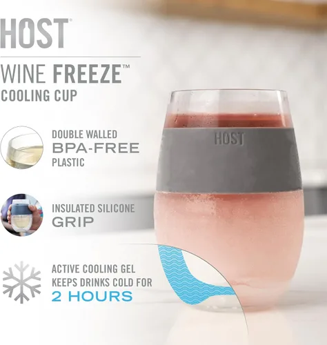 Miniatura 2 de Host Set de Tazas para Vino Congelables de 2 - Tazas de Plástico de Doble Pared Aisladas para Enfriar Vino con Gel Congelable, Vasos de Vino