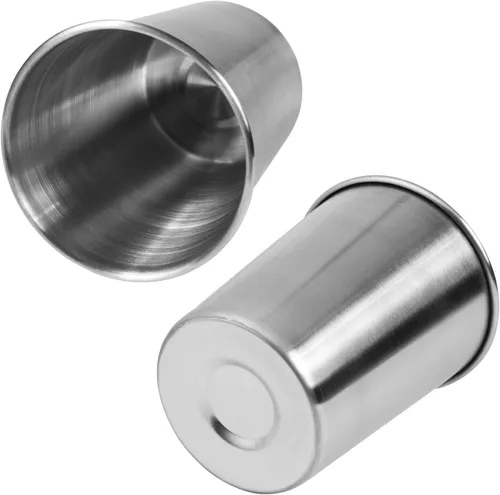 Miniatura 3 de Paquete de 5 vasos de acero inoxidable de 8 onzas de 7.8 fl oz, irrompibles, vasos de metal para niños y adultos, paquete de 5