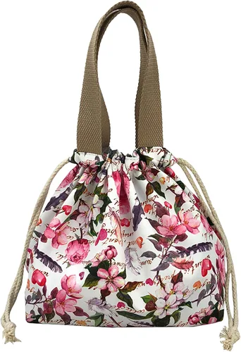Miniatura 10 de Mini Bolsa Tote de Almuerzo Reutilizable Pequeña Linda con Cordón Adecuada para Niñas Mujeres Gato Azul