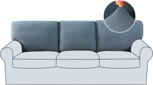 Miniatura 37 de H.Versailtex 2025 Fundas de sofá Jacquard para sofá de 3 cojines, 1 pieza de fundas elásticas para sofá, protector de muebles antideslizante, suave