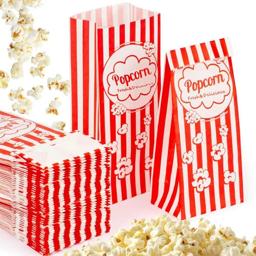Miniatura 7 de MAQIHAN 500 bolsas de palomitas de maíz de 1 onza a granel, pequeñas bolsas de papel desechables para palomitas de maíz, suministros de noche