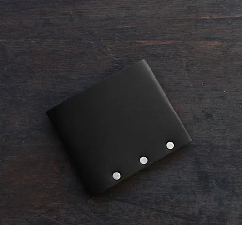 Miniatura 3 de Billetera plegable delgada, billetera de cuero, billeteras hechas a mano para hombres - #2, Negro -, Minimalista