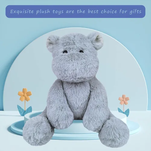 Miniatura 5 de Juguete de peluche de hipopótamo gris, juguete de peluche suave para niños y niñas, regalos para niños o novia, 8.5 pulgadas