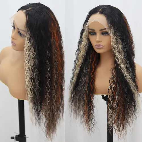 Miniatura 10 de Pelucas de encaje frontal ondulado burdeos para mujer, sin pegamento, peluca de encaje frontal HD prearrancada con abuelitos, pelucas largas
