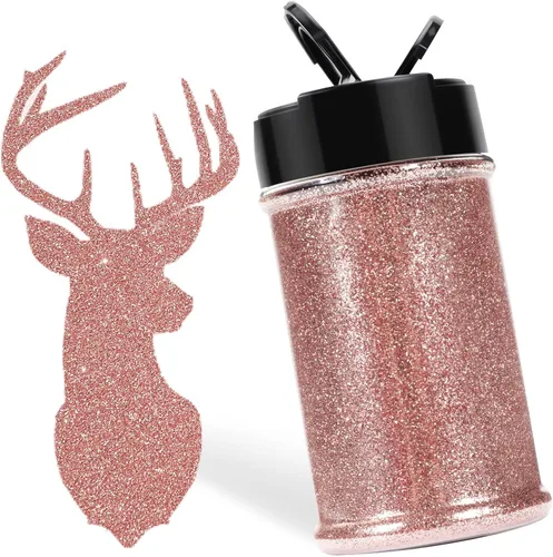 HTVRONT - Brillantina fina para manualidades - 50g/1.76oz de brillo dorado rosa para resina, 1/128'' de brillo extra fino portátil para uñas, vasos,
