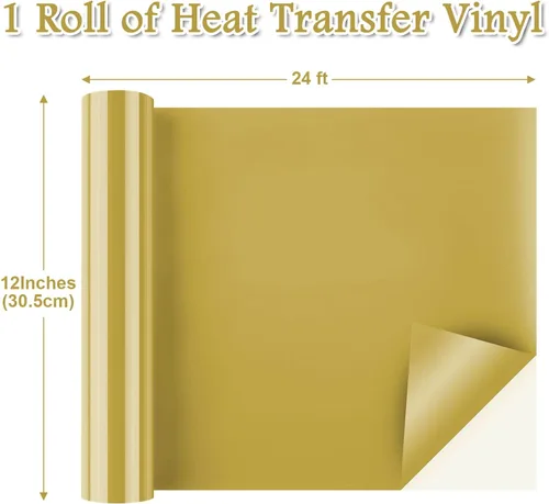 Miniatura 3 de Flasoo Rollos de vinilo de transferencia de calor, vinilo HTV para planchar de 12 pulgadas x 24 pies para camisetas, compatible con todas