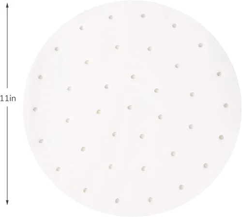 Miniatura 2 de Beasea Papel pergamino para freidora de aire de 11 pulgadas, 200 piezas de papel pergamino perforado blanco desechable para freidora de aire y cesta