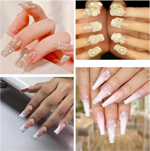 Miniatura 6 de 6000 perlas blancas planas de 0.157 in para arte de uñas, perlas semicirculares a granel para hacer obras de arte, manualidades, accesorios