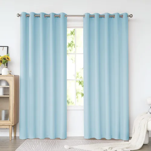 Miniatura 72 de KEQIAOSUOCAI Cortinas rosa bebé de 63 pulgadas para habitación de niñas - Con aislamiento térmico que oscurece la habitación, cortinas de ventana