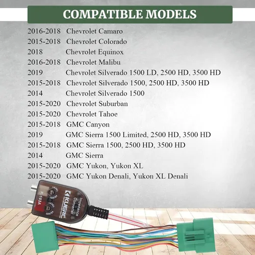 Miniatura 5 de Sistema de radio de coche original agregado arnés adaptador para vehículos GM Chevy Camaro Colorado Silverado GMC Canyon Yukon Sierra 1500 2500HD