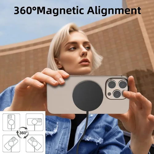 Miniatura 3 de Cargador inalámbrico portátil magnético de 15 W, almohadilla de carga rápida para iPhone 16/15/14/13/12 Series y AirPods 2 3 Pro, cargador rápido