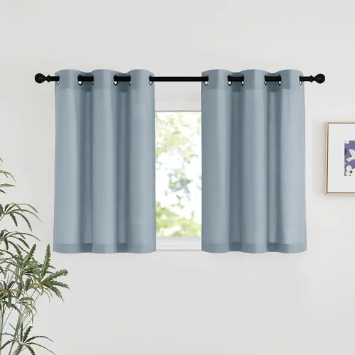 Miniatura 166 de NICETOWN Cortinas de lino natural con textura de lino para dormitorio, mezcla de lino rústica con ojales en la parte superior, semitransparentes