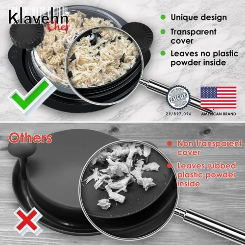 Miniatura 2 de American Brand - Trituradora de pollo de 3 capas con placa desmontable + cepillo especial, doble antideslizante, sin BPA, resistente al calor, apta