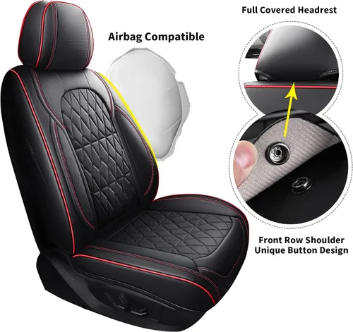 Miniatura 3 de Aierxuan Fundas de cuero para asiento de automóvil, cobertura completa, ajuste universal, para Ford Focus, Hyundai, Elantra, Honda, Civic, Toyota