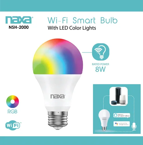 Miniatura 2 de Naxa Bombilla inteligente Wi-Fi, color blanco