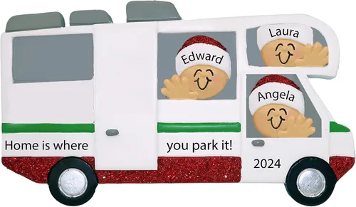 Adorno de Navidad familiar personalizado para caravana 2025 – Decoración personalizada para caravana, autocaravana o remolque de viaje – Regalo de