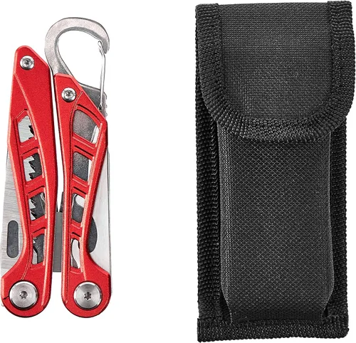 Miniatura 5 de Amazon Basics Multiherramienta de acero inoxidable 8 en 1 con seguro de bloqueo y funda de nailon, rojo