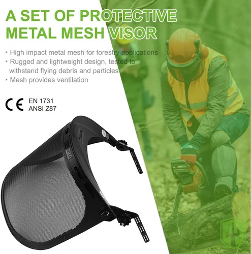 Miniatura 3 de GREEN DEVIL - Visor de malla metálica de repuesto con protector facial protector con soporte de montaje para cascos/cascos forestales/motosierras